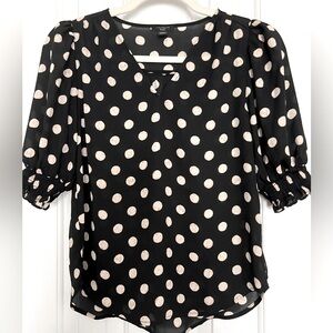 Ann Taylor Factory Black and White Polka Dot Blouse